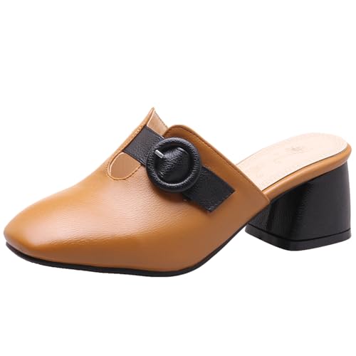 XIEPP Slip-on-Slide-Sandalen für Damen Pantoletten mit Blockabsatz und Geschlossener Zehenpartie und Einfarbiger Passform XIEPP Slip-on-Slide-Sandalen für Damen Pantoletten mit Blockabsatz und Geschlossener Zehenpartie und Einfarbiger Passform von XIEPP