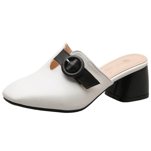 XIEPP Slip-on-Slide-Sandalen für Damen Pantoletten mit Blockabsatz und Geschlossener Zehenpartie und Einfarbiger Passform XIEPP Slip-on-Slide-Sandalen für Damen Pantoletten mit Blockabsatz und Geschlossener Zehenpartie und Einfarbiger Passform von XIEPP