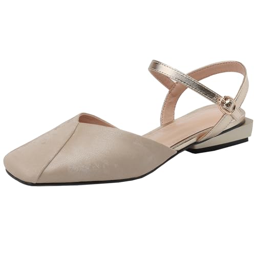 XIEPP Trendige Damen Sandalen mit Knöchelriemen - Bequemer Flacher Absatz, Schicke Quadratische Zehenpartie - Must Have Sommerstil von XIEPP