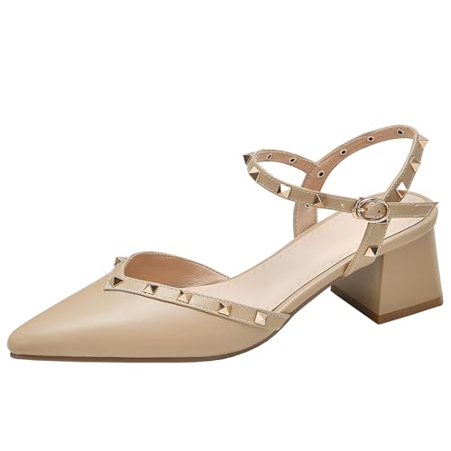 XIEPP Zarte Damensandalen mit Nietenabsatz und Spitzer Zehenpartie für Abendliche Veranstaltungen und den Täglichen Arbeitsweg XIEPP Zarte Damensandalen mit Nietenabsatz und Spitzer Zehenpartie für Abendliche Veranstaltungen und den Täglichen Arbeitsweg von XIEPP