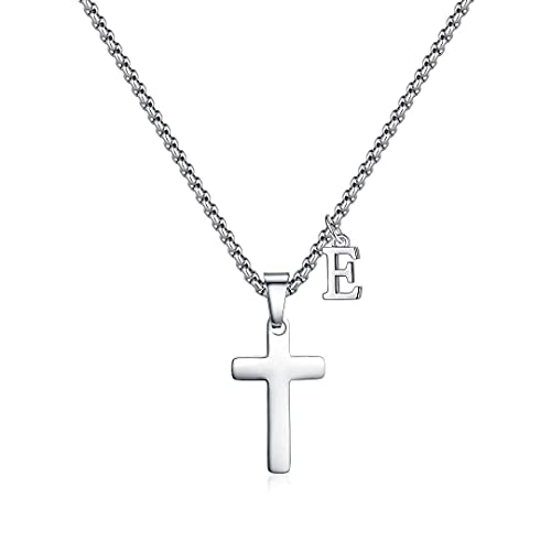 XIEXIELA Halskette mit Initialenkreuz für Jungen und Herren – Edelstahl, Anfangsbuchstabe, Kreuz-Anhänger, Schmuck, Erstkommunion, Taufe, Geschenke, Metall, Zirkonia XIEXIELA Halskette mit Initialenkreuz für Jungen und Herren – Edelstahl, Anfangsbuchstabe, Kreuz-Anhänger, Schmuck, Erstkommunion, Taufe, Geschenke, Metall, Zirkonia von XIEXIELA
