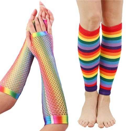 XIEXIESHER Elastische Beinstulpen und Netzhandschuhe Set, Stulpen Damen aus Baumwolle Lang und Kurz Netzhandschuhe Weich Sportgeschenk, Tanzen, Sport, Gym, Bergtouren von XIEXIESHER