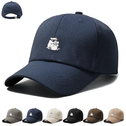 XIEXIESHER Baseballkappe Baumwolle Gesticktes Capybara Design, Metallverschluss Verstellbar, Basecap Kappe, Basecap für Herren Damen, Sonnenschutz Schildmütze Outdoor Reisen (Marine) von XIEXIESHER