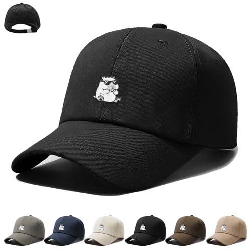 XIEXIESHER Baseballkappe Baumwolle Gesticktes Capybara Design, Metallverschluss Verstellbar, Basecap Kappe, Basecap für Herren Damen, Sonnenschutz Schildmütze Outdoor Reisen (Schwarz) von XIEXIESHER