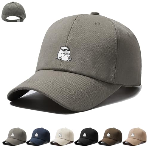 XIEXIESHER Baseballkappe Baumwolle Gesticktes Capybara Design, Metallverschluss Verstellbar, Basecap Kappe, Basecap für Herren Damen, Sonnenschutz Schildmütze Outdoor Reisen (grau) von XIEXIESHER