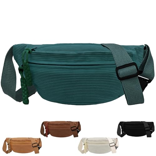 XIEXIESHER Bauchtasche Damen, Bauchtasche Damen Cord, Bum Bags, Hip Bag, Gürteltasche, Cord Brusttasche, Sport Hüfttaschen für Damen Herren Outdoor Reise Laufen Schule(Malachitgrün) von XIEXIESHER