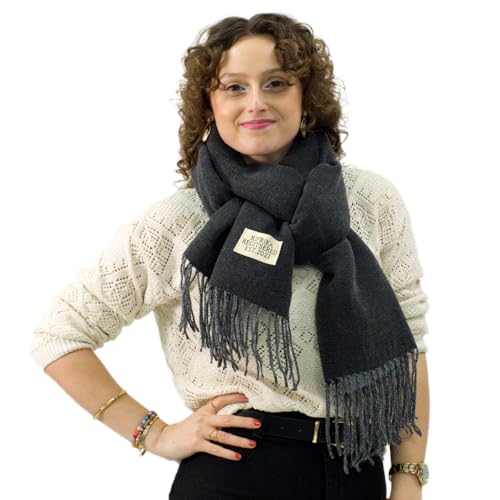 Xifrika langer Damenschal mit Fransen in Aquamarin – weiches, warmes und elegantes Tuch, Schalgröße 200x64 cm. Warm und ideal für den Winter von Xifrika