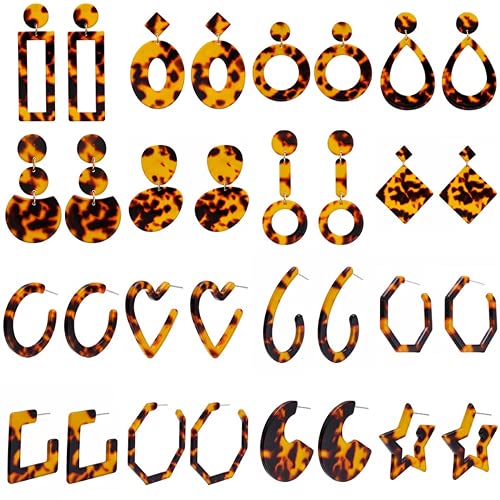 XIGAWAY 16 Paar Acryl-Ohrringe, Statement-Ohrringe-Set, Harz, Creolen, baumelnde Ohrringe von XIGAWAY