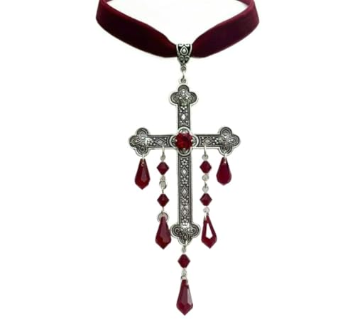 XIGAWAY Alternative Stil Kreuz Anhänger Halskette für Frauen Geometrische Legierung Choker mit detailliertem Kreuz-Design in mehreren Ausführungen, 1, Metall, Kein Edelstein von XIGAWAY