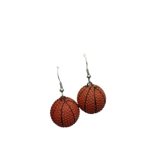 XIGAWAY Basketball- und Fußball-Ohrstecker für Damen, Sport-Thema, PVC-Ohrringe (kurz/lang/Tropfen-Stil), trendiges athletisches Zubehör, S, Polyvinylchlorid, Kein Edelstein von XIGAWAY