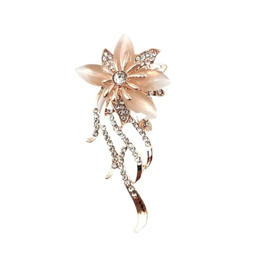 XIGAWAY Blumenbrosche mit funkelnden Steinen – Legierung Blumennadel für Frauen (6,2 cm) von XIGAWAY