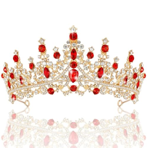 XIGAWAY Brautschmuck Kristall Perle Krone Strass Geburtstag Tiara Kopfschmuck für Frauen Hochzeit Party, Einheitsgröße, Strass, Kein Edelstein von XIGAWAY