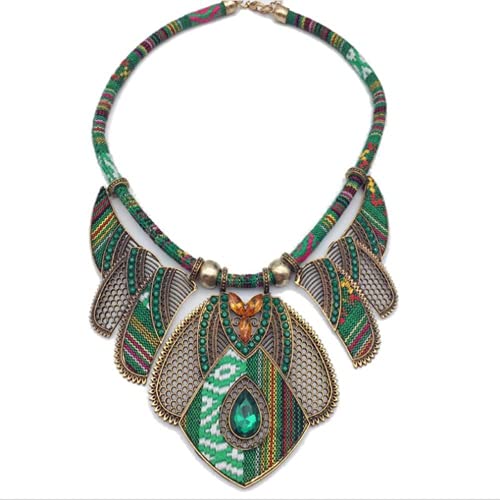 XIGAWAY Chunky Bib Statement Torque Choker Bohemia Indian African Egypt Tribal Halsketten, Stoff, von XIGAWAY