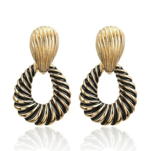 XIGAWAY Golden Teardrop Thread Drip Emaille Ohrringe, Mehrschichtige galvanisierte Legierung Ohrringe für Frauen von XIGAWAY