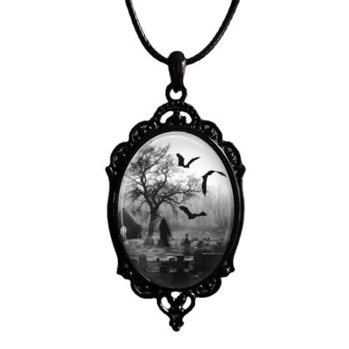 XIGAWAY Gothic-Halskette mit geometrischem Anhänger und schwarzer Lederschnur, Vintage-Stil, Legierungsschmuck für Damen von XIGAWAY