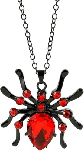 XIGAWAY Halloween Geometrische Anhänger Halskette Unisex Gothic Strass Choker Legierung O-Link Kette mit dunklen Kristallakzenten von XIGAWAY
