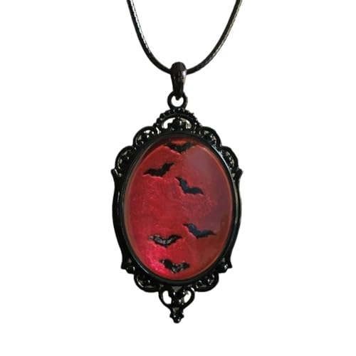 XIGAWAY Halskette mit Fledermaus-Anhänger und schwarzer Lederschnur, geometrischer Schmuck aus Legierung für Damen, 1, Metall, Kein Edelstein von XIGAWAY