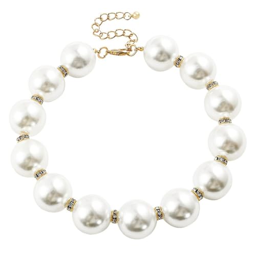 XIGAWAY Halskette mit Kristallperlen für Herren und Damen, Zinklegierung, unregelmäßige Perlenkette mit Strasssteinen, modischer Unisex-Schmuck von XIGAWAY