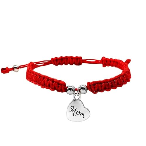 XIGAWAY Handgefertigtes geflochtenes rotes Fadenarmband mit Buchstaben-Anhänger aus Legierung, Unisex, originelles Design für den täglichen Gebrauch und als Business-Geschenk (5,5 g), Einheitsgröße von XIGAWAY