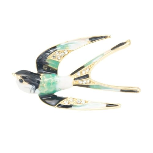XIGAWAY Klassische Schwalben-Brosche mit Kristallakzentuierung – Legierung Emaille Tier-Anstecknadel für Damen und Herren (9 g), Einheitsgröße, Metall von XIGAWAY