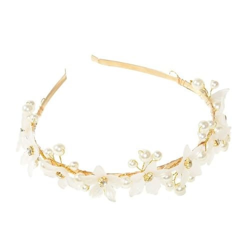 XIGAWAY Koreanischer Stil Blumen Perlen Stirnband Strass Haarreif für Frauen - Gold/Silber/Rosa/Blau (14 cm Durchmesser) (Silber) von XIGAWAY