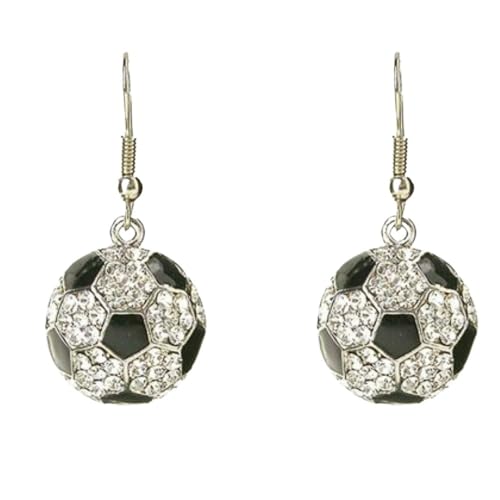 XIGAWAY Kristall-Ohrstecker, Sport-Ohrringe für Damen, Baseball, Basketball, Fußball, Volleyball, baumelnde Ohrringe mit Strass-Details, S, Strass, Kein Edelstein von XIGAWAY