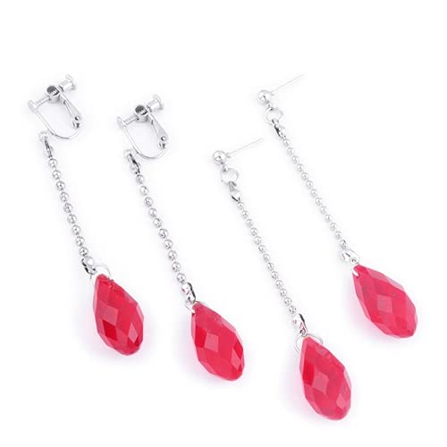 XIGAWAY Kurapika Ohrringe Hunter Anime Cosplay Rot Tropfen Kristall Tropfen Ohrringe Unisex, Stein, von XIGAWAY