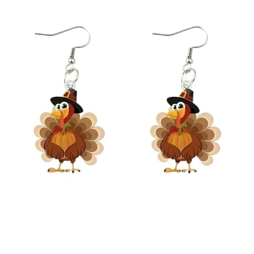 XIGAWAY Lustige Damen Herren Huhn Acryl Ohrringe 2D gedruckt Tier Design Retro Stil Leicht Anhänger Zubehör, S, Acryl, Kein Edelstein von XIGAWAY