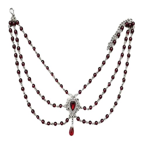 XIGAWAY Rote Vintage-Rose Legierung Anhänger Halskette für Frauen – galvanisierte verstellbare Kette von XIGAWAY