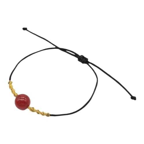 XIGAWAY Schmuck-Set mit rotem Achat, verstellbares Perlenarmband und Halskette, Naturstein mit Knoten-Design (Unisex), Einheitsgröße, Achat von XIGAWAY
