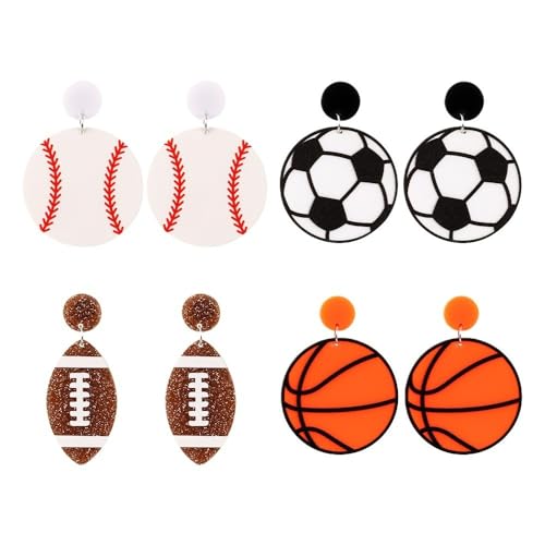 XIGAWAY Sportliche Acryl-Ohrstecker für Damen, Teamball-Sport-Design, Unisex-Stil, Miniatur-Schmuck mit athletischem Thema, S, Acryl, Kein Edelstein XIGAWAY Sportliche Acryl-Ohrstecker für Damen, Teamball-Sport-Design, Unisex-Stil, Miniatur-Schmuck mit athletischem Thema, S, Acryl, Kein Edelstein von XIGAWAY