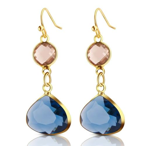 XIGAWAY Tropfenförmige Kristall-Ohrringe für Damen, handgewebte Kupfer-Ohrringe mit Edelstein, minimalistischer geometrischer Alltagsschmuck, S, Kupfer und Kristall, Kein Edelstein von XIGAWAY