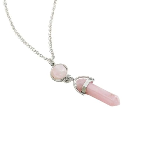 XIGAWAY Unisex Hexagonal Naturstein Anhänger Halskette mit O-Link Kette Minimalistische Geometrische Kristall Prisma Choker für Männer Frauen, 1, Naturstein und Legierung, Kein Edelstein von XIGAWAY
