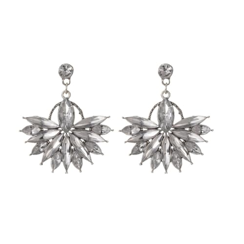 XIGAWAY Weiße abstrakte Blumenohrringe für Frauen – leichte Legierung baumelnde Ohrringe, nickelfreier Modeschmuck von XIGAWAY