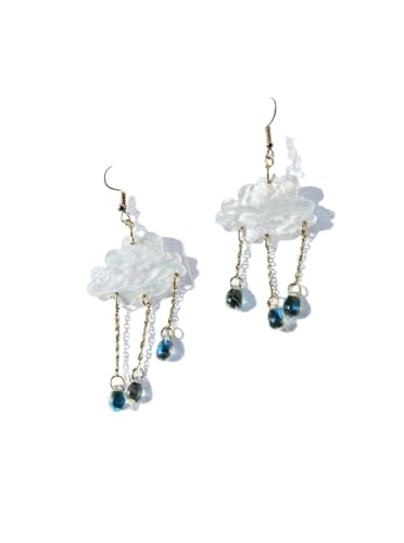 XIGAWAY Wolkenförmige Ohrringe mit Kristalltränen - Acryl baumelnde Ohrringe in Quaste & Ohrstecker Stil (feminin, von der Natur inspiriert) von XIGAWAY