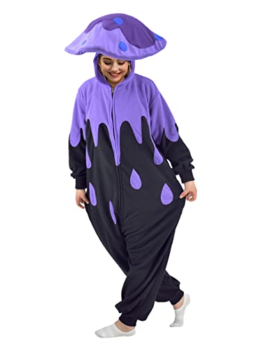 XIGUAGUO Erwachsene Cartoon Pilz Onesie Kostüm Tier Cosplay Weihnachten Homewear Pyjama Nachtwäsche für Damen und Herren, Neu Giftiger Pilz Onesie, S von XIGUAGUO