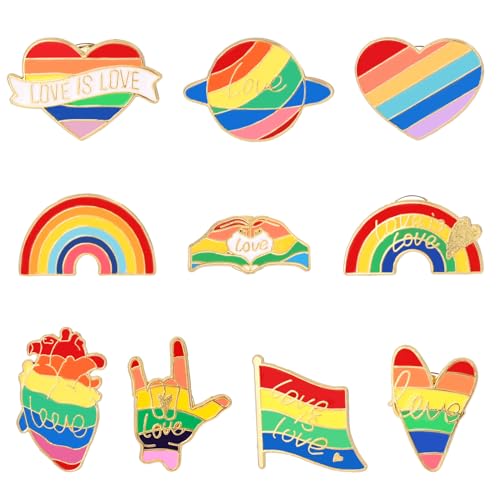 10St Progress Pride Anstecker, LGBT Anstecker Emaille Regenbogen Anstecker Regenbogen Brosche Lesbisch Schwul LGBTQ Anstecker Gay Anstecker für Männer Frauen Kleidung Hüte Taschen von XIHIRCD