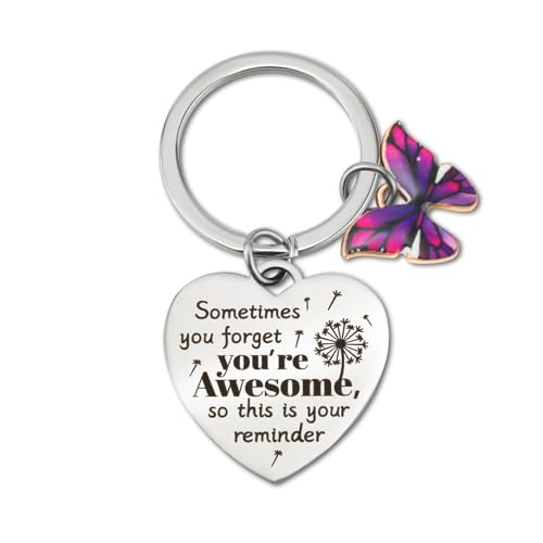 Inspirierende Schlüsselanhänger, Herzförmig Sometimes You Forget You'Re Awesome Ermutigend Schlüsselanhänger Geschenk Motivierender Schlüsselanhänger für Beste Freunde Tochter Schwester Nichte von XIHIRCD