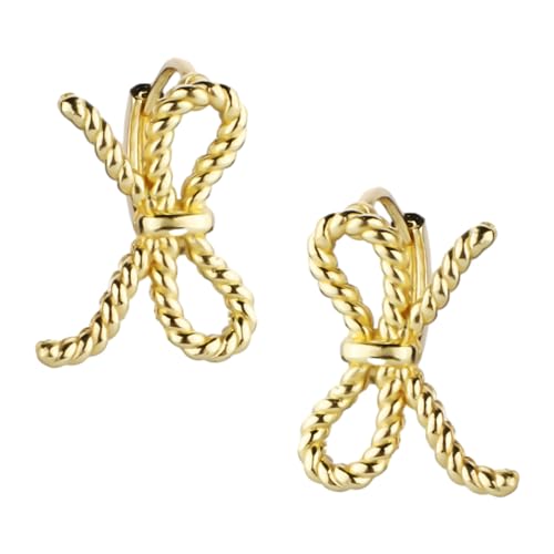Schleifen Creolen, Schleifen Ohrringe, Zierliche Schleifenknoten-Band-Ohrstecker Schleifen-Schmuck Knorpel-Helix-Ohrringe für Frauen und Mädchen(Gold) von XIHIRCD