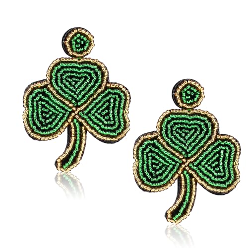 St Patricks Day Ohrringe, Irische Glückliche Grüne Kleeblatt Ohrringe Besondere Perlen Kleeblatt Ohrringe St Patricks Day Accessoires Geschenk für Frauen Mädchen Party Dekoration von XIHIRCD