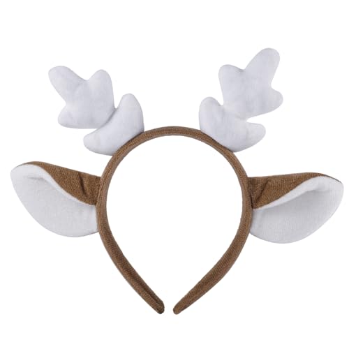 XIHIRCD Weihnachts-Rentiergeweih-Stirnband, Hirschgeweih-Stirnband Rentierkostüm Elch-Stirnband Tierohren-Stirnband für Weihnachten Halloween Feiertage Partys Cosplay Kostüm von XIHIRCD