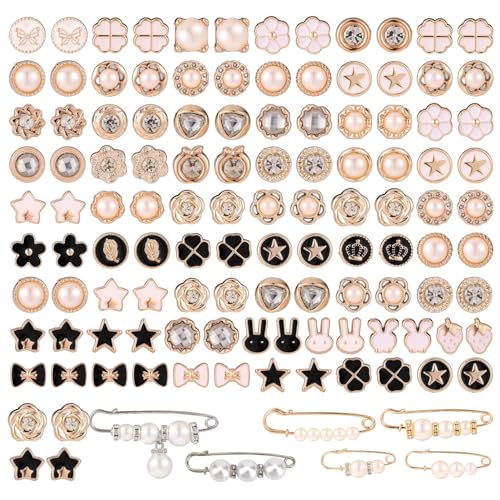 XIHIRCD 106stk Anhänger für Socken, Broschen und Anstecknadeln Viele Stile Perlenbroschen Anstecknadeln Knöpfe Dekorative Sockenschmuckanhänger Sicherheitsnadeln für Socken Schuhe Kleidung Hüte von XIHIRCD