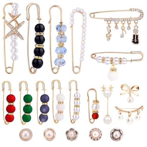 XIHIRCD 20stk Charms für Socken-Sicherheitsnadeln, Stilvoll Junk-Socken-Charms-Anstecker Glitzernde Socken-Schmuck-Charms Gold Strass-Perlen-Broschen-Anstecker für Socken-Accessoire-Charms Damen von XIHIRCD