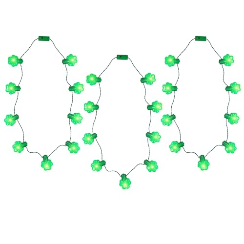 XIHIRCD 3st St. Patricks Day Leuchtende Halskette, Leuchtendes Kleeblatt Grüne Glühbirnenform Irische St. Patricks Day Accessoires Halskette für Kostüm Verkleidung St. Patrick's Party Dekoration von XIHIRCD