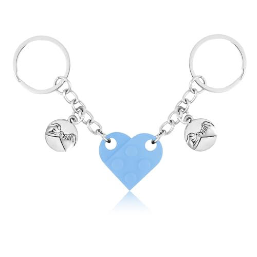 XIHIRCD Passende Herz Schlüsselanhänger für Paare, Individueller Pärchen-Schlüsselanhänger mit Geschenkbox Pinky Promise-Anhänger Pärchen & Freundschaft Geschenk für Freund Freundin (Hellblau) von XIHIRCD