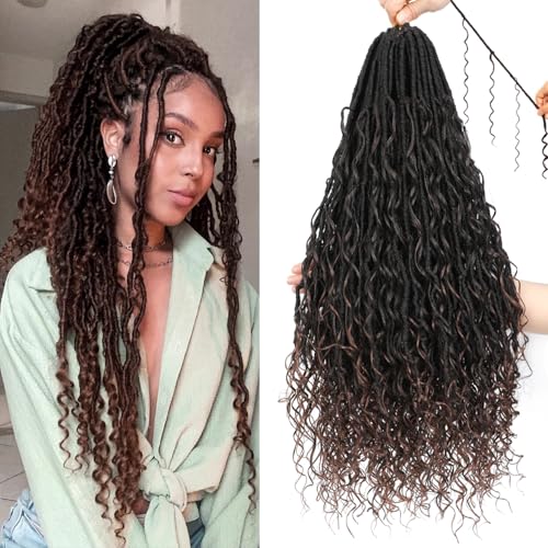 XIIMENALU Boho Faux Locs Crochet Hair 8 Packs Goddess Soft Locs with Curly Ends Pre-Looped Bohemian River Locs Crochet Hair Extensions for Black Women (T30#, 24Inch(Pack of 8)) von XIIMENALU