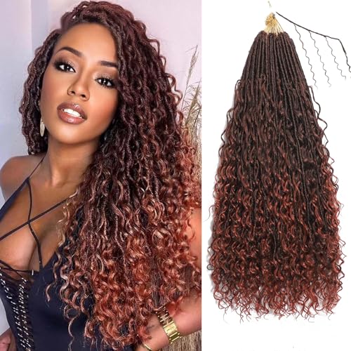 XIIMENALU Boho Faux Locs Crochet Hair 8 Packs Goddess Soft Locs with Curly Ends Pre-Looped Bohemian River Locs Crochet Hair Extensions for Black Women (T350#, 24Inch(Pack of 8)) von XIIMENALU