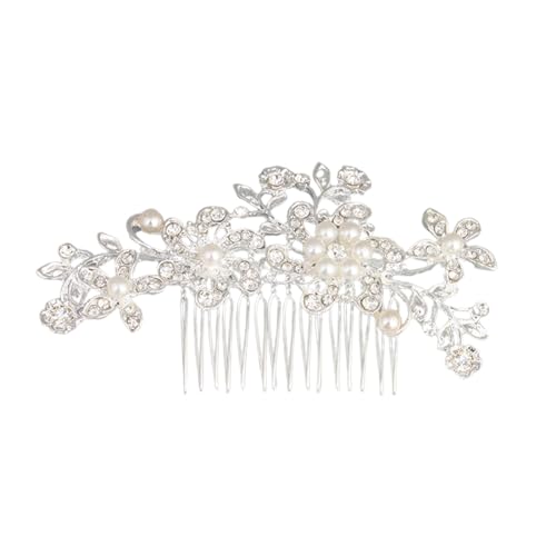 XIKSJW Haarkamm Für Die Braut, Hochzeit, Blume, Silber, Brautschmuck, Kristall, Haar-Accessoires, Strass, Blumen-Kopfschmuck Für Frauen Und Mädchen（Stil 17） von XIKSJW