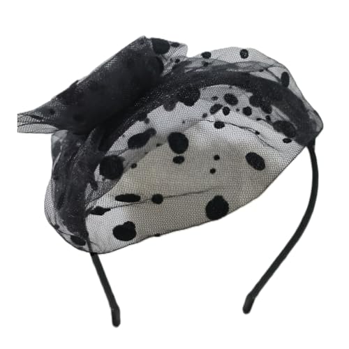 XINAJUND Beliebtes Spitzen-Stirnband mit Schleife, süßes Ballett, gepunktetes Haarband für Cocktail-Partys von XINAJUND