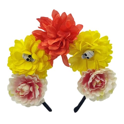 XINAJUND Halloween-Blumen-Haarbänder für Damen, realistischer Totenkopf-Haarschmuck für Kostümpartys von XINAJUND